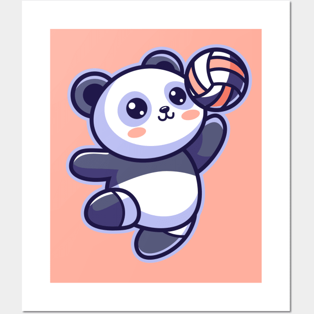 Cute Panda Volleyball Player Wall Art by Volleyball Merch